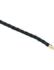 Black Braided Leather Cord Chain 14K Gold Yellow Ch761 16 Inch