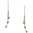 Dangling Sterling Silver Threader Earrings Six Beads