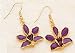 Purple Orchid Earrings - Real Gold-trimmed Dendrobium Orchids Encased in Enamel