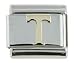 18K gold and steel Italian Charm Initial T