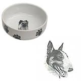 Bull Terrier Paw Print Bowl, Porcelain by Rosalinde (7 in. x 2.5 in. deep)