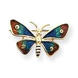14k Enameled Red and Blue Butterfly Pin