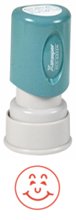 Pre-Inked Smile Face Specialty Stamp, Red, 5/8" Diameter Impression Size
