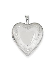Genuine IceCarats Designer Jewelry Gift Sterling Silver 20Mm Floral Border Heart Locket