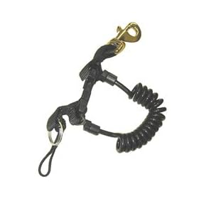 36" Quick Release Coil Lanyard with Brass Clip and SS Split Ring