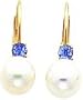 14K Gold Pearl & Tanzanite Earrings Ear Jewelry New