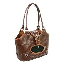 Pet Carrier Pack 'n Paws Basket Weave Leatherette Pet Purse Carrier.