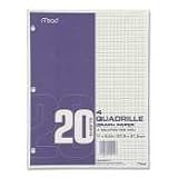 Graph Paper,Quad Ruled,3HP,8-1/2"x11",20 Sh/PK,White (MEA19010) Category: Design Paper