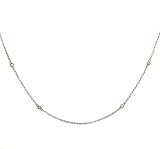 16 Rolo Link Chain with 4 Bezel Set Diamonds .06cttw