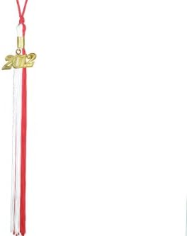 Graduation Tassel with 2011 Year Charm (Red and White)