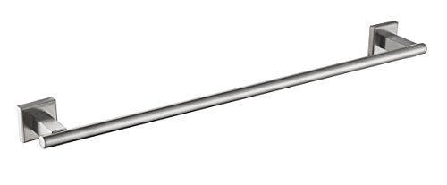 Premium Modern Single Towel Bar Rack w/Square Base (24 Inches)- Brushed Finish, Made from Stainless Steel, Water and Rust Proof, Wall Mounted, Easy to Install