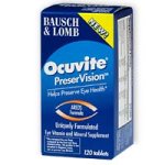 Bausch & Lomb Ocuvite PreserVision Vitamin and Mineral Supplement Tablets, 120-Count Bottles (Pack of 2)