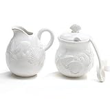 Sanibel Sands Creamer And Sugar Bowl Set With Spoon Beach Home Decor