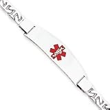 Sterling Silver Non-enameled Medical ID Anchor Link Bracelet