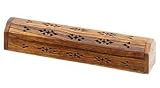 Review Burners & Holders  / Wooden Coffin Incense Burner - Fancy Carved - Storage Compartment