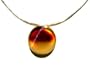 Light Amber Sterling Silver Flat Stone Necklace