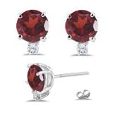 0.06 Cts Diamond and 1.14 Cts Garnet Earrings in 18K White Gold