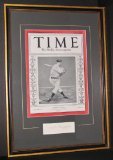 Joe DiMaggio Autograph and Time Magazine Custom Matted and Framed to 16
