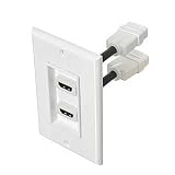 HDmi Dual Port Wall Plate w/Short Cable, White