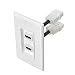 Electronics : HDmi Dual Port Wall Plate w/Short Cable, White