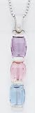Silver Amathyst, Pink Topaz & Blue Topaz Necklace - SW100