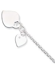 Sterling Silver Double Heart w/CZ Bracelet QG1457-7.25"