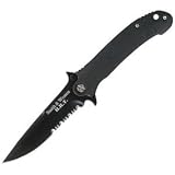 Smith & Wesson SWHRTMGBS HRT Serrated Magnesium Rescue Knife, Black