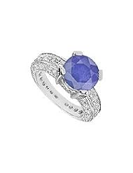 Sapphire and Diamond Ring : 14K White Gold - 5.00 CT TGW