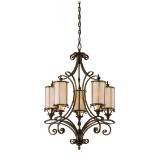 Corbett-Lighting 112-05 Montecito - Five Light Chandelier, Montecito Bronze Finish with Caramel Cream Glass