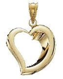 14kt Gold Curved Heart Charm-PC064294