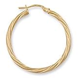 Image of Jewelco London 9ct Yellow gold 2.5mm round-tube Twisted hoop earrings ( 1.2g )