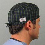 Men's 'Executive' Designer Scrub Hat-Navy Tartan Plaid'
