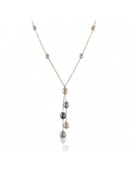 14K multi color freshwater cultured pearl necklace, 17"