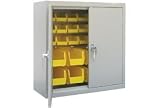 Solid Door Wall Mount Bin Cabinet 30W X 12D X 30H Gray