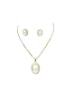 Gift for Her- Cream Faux Pearls Necklace with White Rhinestone and Earrings Set