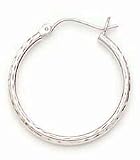 14kt White Gold Full Diamond Cut Hoop Earrings- E3527