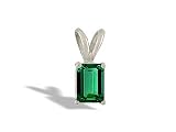 14K White Gold Emerald-cut Created Emerald Pendant