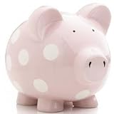 Elegant Baby Huge Pig Bank with White Polka Dots - Pastel Pink