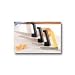Right-Angle Knives - 8"-Blade Straight Knife Right-Angle Knives. Ergonomically designed, sturdy knives feature angled plastic handles that give the arm, wrist and hand a natural and relaxed working position. Makes cutting easier for those with a weak grip. Six-inch-blade knife has an easy-to-see fluorescent handle. All blades are stainless steel. Dishwasher safe up to 125"F. Latex free.