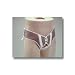 Patented, form-fitting support for reducible inguinal hernias. Provides gentle 3-way suspension that can be worn day and night. Features 3-ply perforated foam material with tricot inner lining and preshrunk, padded, gray fabric leg straps. Completely washable.
