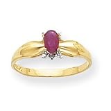 14k .01ct Diamond and Ruby Birthstone Ring