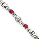 14k White Gold Ruby and Diamond Bracelet - 7 Inch - 5mm - Lobster Claw