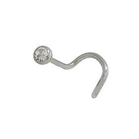 Surgical Steel Nose Screw with Clear Cz Jewel