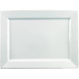Porcelain Whiteware Crockery Set - Wide Rim Rectangular Platter 400x295mm 15 3/4 x 11 1/2 (Single)