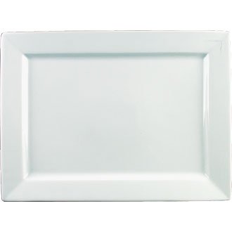 Porcelain Whiteware Crockery Set - Wide Rim Rectangular Platter 400x295mm 15 3/4 x 11 1/2 (Single)