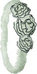 Antoinette Black and White Flower Elastic Head Band. Girl's Hair Accessories.