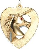 Unicorn Bust in Open Heart, 14K Gold Charm