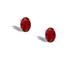 14K White Gold Genuine Oval Ruby Stud Earrings