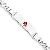 Sterling Silver Non-enameled Medical ID Figaro Link Bracelet