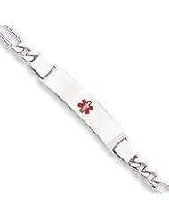 Sterling Silver Non-enameled Medical ID Figaro Link Bracelet